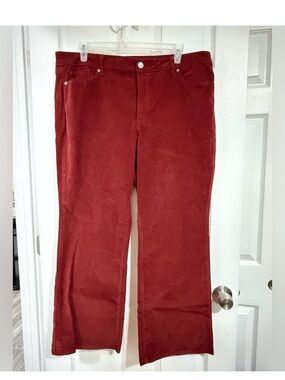 Lily Wide-Leg Corduroy Pants in Deep Red